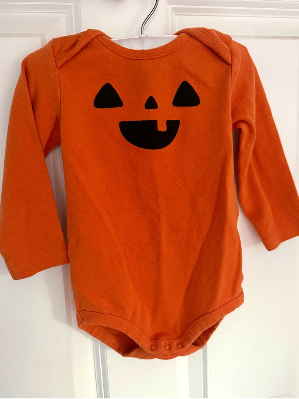 Gymboree Orange Pumpkin Face Long-Sleeve Bodysuit